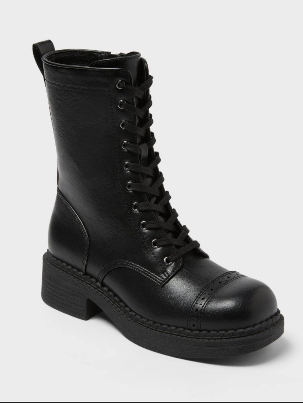 Black Lace-Up Combat Boot - Women